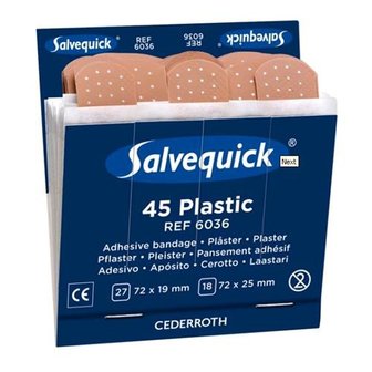 Salvequick Pleisters Ref 6036 - Navulling Plastic Pleisters - 6 x 45 stuks - 600.PE.PDS.6036