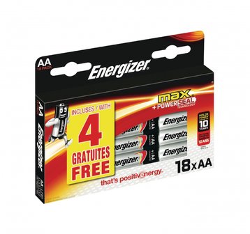 Energizer Alkaline Batterij AA 1.5 Volt 18 stuks