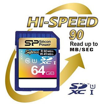 Silicon Power 64Gb SD card, Superior SDHC-SDXC UHS-1 U1