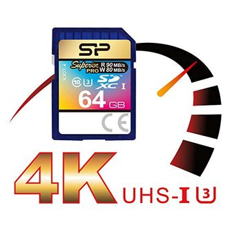 64Gb SD Card, Superior Pro 4K SDHC-SDXC UHS-1 U3, SP064GBSDXCU3V10