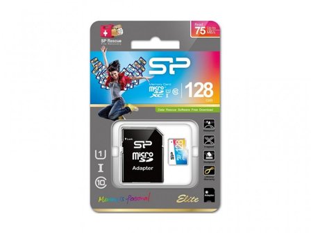 Silicon Power MicroSD card, Elite 128GB&nbsp;SP128GBSTXBU1V20SP