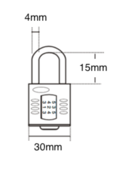 Squire CP30 zeer compact cijferslot voor koffers en lockers