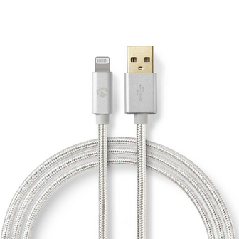 Nedis, Apple USB telefoonlader CCTB39300AL20, kleur aluminium, 2 meter