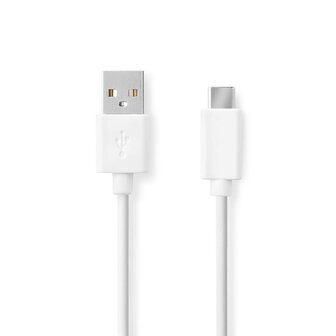 Nedis USB C Kabel - USB C - Oplaadkabel - USB C naar USB A - Snellader - 1 meter - Wit