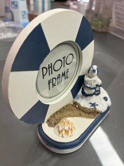 Fotolijst-Decoratie-Fotolijsten-Decoratie-Woonkamer-Fotolijstje-Beach-Rond-7-cm-Blauw/Wit