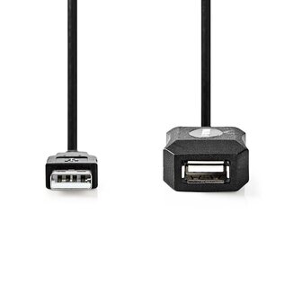 Actieve USB-Verlengkabel | USB-A Male | USB-A Female | 10m | Nedis CCGL60EXTBK100