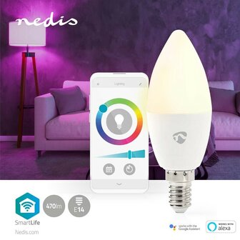 smart life multicolour lamp | nedis WIFILRC10E14_vooraanzicht2