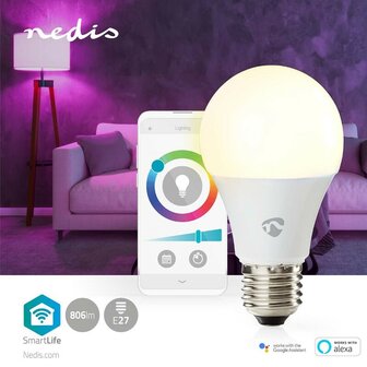 smart life multicolour lamp | nedis WIFILRC10E27_vooraanzicht2