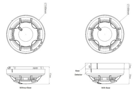 Kidde NC-DPO-W Optische Rookmelder maatindicatie