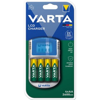 Batterij Lader Varta - voor AA en AAA - met 4x AA HR6 2600 mAh in blister