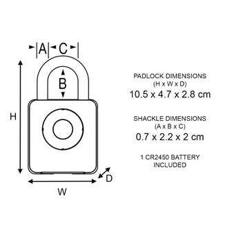 Bluetooth Hangslot - Masterlock 4400EUREC maatindicatie