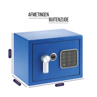 Yale Mini kluis - Blauw - Elektronische Kluis - YSV/170/DB2/P - Afmetingen buitenzijde