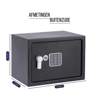 Yale Elektronische Kluis met Alarm - Medium - YEC/250/DB2 - Afmetingen Buitenzijde