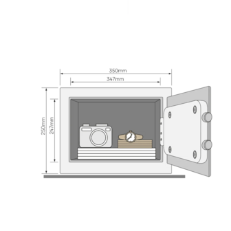 Hotelkluis met Alarm electronisch slot, medium - Yale YSG/250/DB2 Afmetingen
