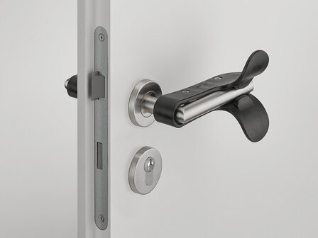 Deurkrukbevestiging voor onderarmbediening - tbv&nbsp;kruk vierkant of rond design sfeerafbeelding