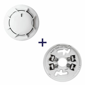 Aritech - Kidde NC-DPO-W + NC-DB-W - Optische Rookmelder met Wisselcontact voor Alarmsystemen - Montagevoet