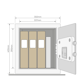 Yale Elektronische Kantoorkluis - SKG 2 - Maximum Security - YSEM/400/EG1 - Afmetingen