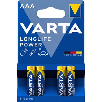 VARTA Longlife Batterijen - High Energy - AAA - 4 Stuks Verpakking