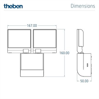 Slimme beveiligingsverlichting met bewegingssensor - Theben TheLeda S17-100 WH - Afmetingen