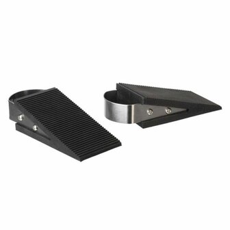 Deurstopper Set van 2 - Rubberen vloer deurwiggen met RVS Handgreep - TL74061