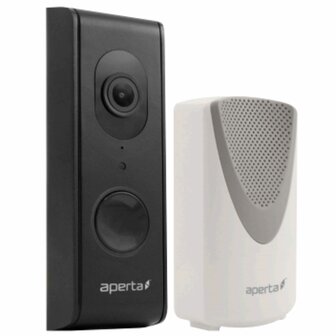 Aperta draadloze video deurbel -&nbsp;Wi-Fi deurbel met camera en app kleur zwart - APWIFIDSBLK2 vooraanzicht