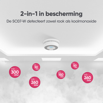 X-Sense SC07-W Combimelder - Draadloos Koppelbaar - 10 Jaar Batterij - 2-in-1 bescherming