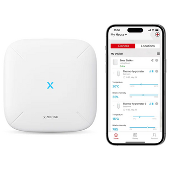 X-Sense XS01-M Rookmelder - 4 Stuks + SBS50 WiFi Hub - Fotoelektrisch - Draadloos Koppelbaar - 10 Jaar Batterij - Hub