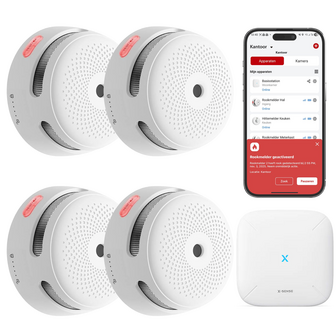 X-Sense XS01-M Rookmelder - 4 Stuks + SBS50 WiFi Hub - Fotoelektrisch - Draadloos Koppelbaar - 10 Jaar Batterij