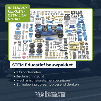 Retro Racewagen Bouwpakket met Werkende V8 Motor - 299-delige STEM Kit - 299-delig