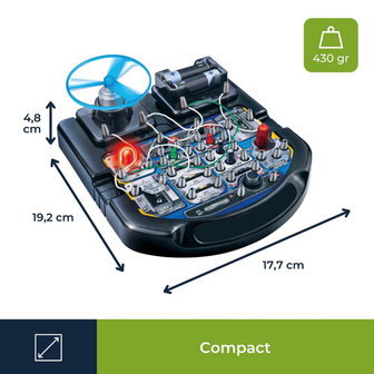 Schakelset Elektronisch 18-in-1 voor Kinderen - Met LED, Ventilator en Geluid - Afmetingen