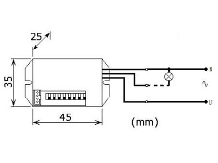PIR Mini Inbouw Bewegingssensor - Wit Mini Bewegingsmelder voor LED 100&deg; - Afmetingen