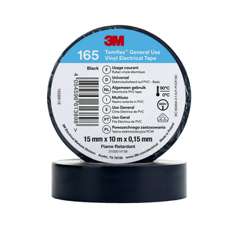 3M Temflex 165 Vinyl Isolatietape - Blauw &amp; Zwart - PVC Elektrische Tape 2 Pack - Zwart