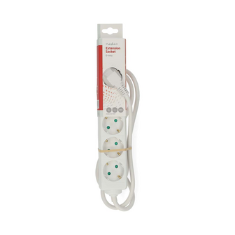 Nedis Stekkerdoos 6-voudig met Randaarde - Wit 1.5m - Type F - 3680W - Verpakking