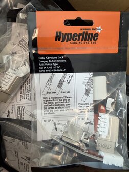 Keystone Jack Cat6A - RJ45 Connector fast Ethernet - Hyperline KJNE-8P8C-C6A-90-SH-F doos 3
