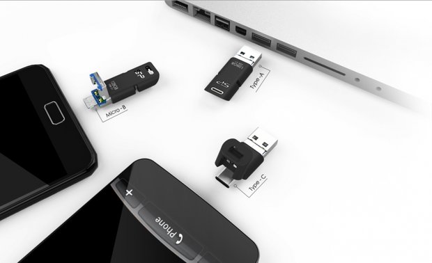 USB stick voor o.a. Samsung, SP Mobile C50, 128Gb 3in1 USB, micro USB + Type C, SP128GBUC3C50V1K