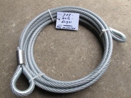 Sterke dikke Staalkabel met kunstof bescherming en ogen, 10 meter