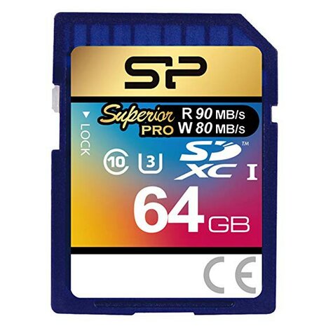 64Gb SD Card, Superior Pro 4K SDHC-SDXC UHS-1 U3, SP064GBSDXCU3V10