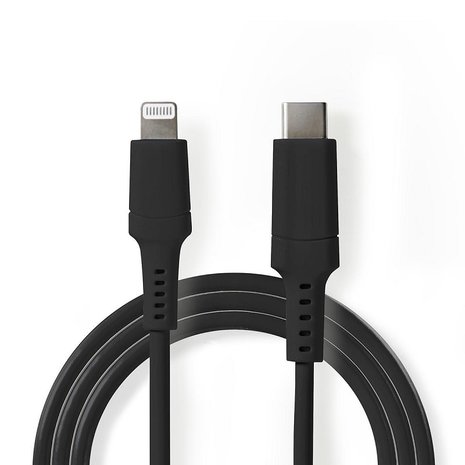 USB-kabel voor Apple, USB 2.0,  Apple Lightning 8-Pins, USB Type-C™ Male, 480 Mbps,  60 W, Vernikkeld, 1.00 m 