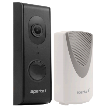 Aperta draadloze video deurbel, Wi-Fi deurbel met camera en app, kleur zwart, APWIFIDSBLK2