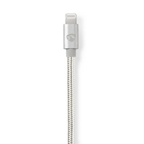 Nedis, Apple USB telefoonlader CCTB39650AL20, kleur aluminium en is 2 meter lang.