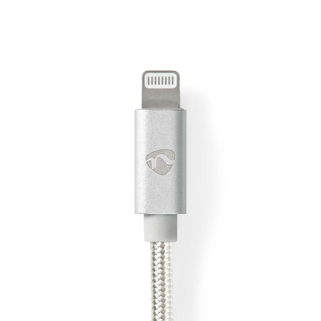 Nedis, Apple USB telefoonlader CCTB39300AL30, kleur aluminium en is 3 meter lang.