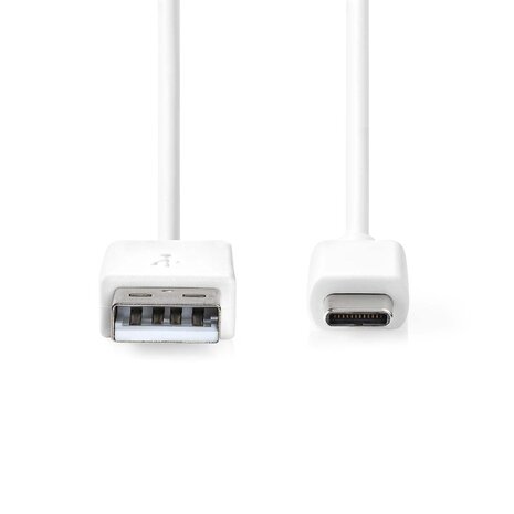 Nedis USB C Kabel - USB C - Oplaadkabel - USB C naar USB A - Snellader - 1 meter - Wit