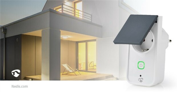 slimme stekker voor buiten | smart life | smart plug | Nedis WIFIPO121FWT_in sfeerbeeld