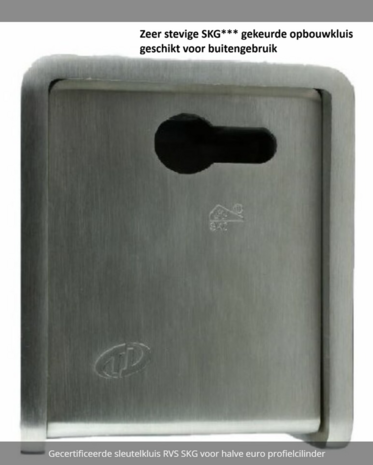 Gecertificeerde sleutelkluis RVS, SKG voor halve euro profielcilinder