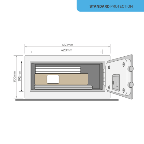 Yale Elektronische Laptopkluis met Alarm - YLC/200/DB2_afmetingen