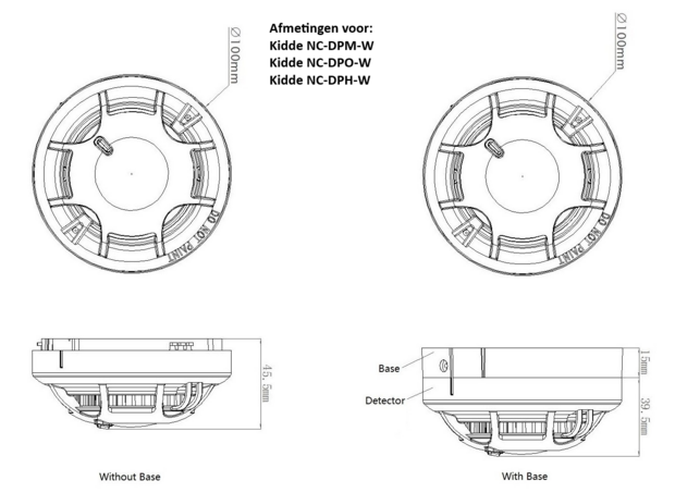 Kidde - Aritech Optische rook- en hittemelder + Montagesokkel - NC-DPM-W + NC-DBR-W