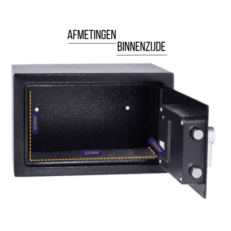 Yale Mini kluis - Zwart - Elektronische Kluis - YSV/170/DB2/P-binnenzijdeafmetingen