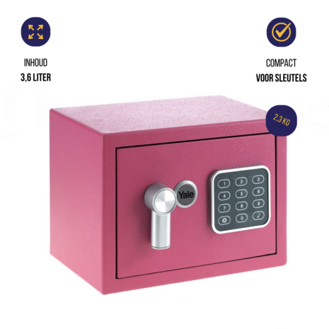 Yale Mini kluis - Roze - Elektronische Kluis - YSV/170/DB2/P - Inhoud