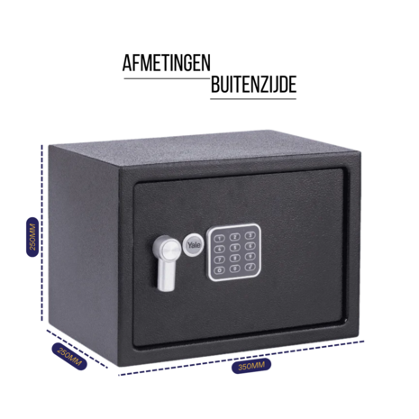 Yale Elektronische Kluis met Alarm - Medium - YEC/250/DB2 - Afmetingen Buitenzijde