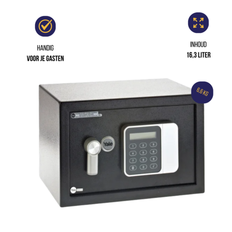 Hotelkluis met Alarm electronisch slot, medium - Yale YSG/250/DB2 Inhoud